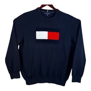 Tommy Hilfiger Sweater Mens Size 2X-Large XXL Blue Big Flag Logo Pullover